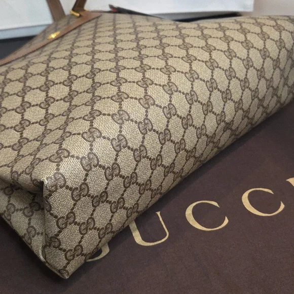 GUCCI 1970's Accessories Collection coated canvas/leather/webbing large tote bag - Picture 12 of 17